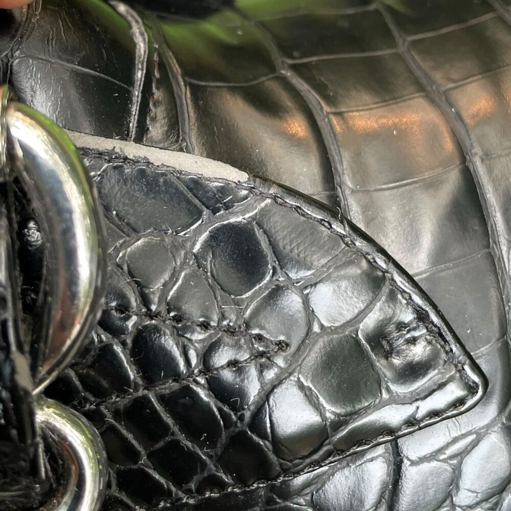 Chunky Moto Goth Punk Rock Aldo Black Patent Mock Croc Combat Boots Size 8.5 - Picture 13 of 16